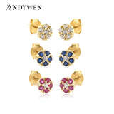 925 Silver Flower Stud Earring Piercing Punk Wedding Clips