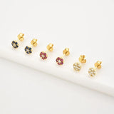 925 Silver Flower Stud Earring Piercing Punk Wedding Clips