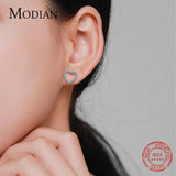 925 Silver Hearts Charm Turquoise Stud Earrings Wedding Jewelry