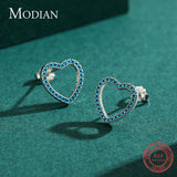 925 Silver Hearts Charm Turquoise Stud Earrings Wedding Jewelry