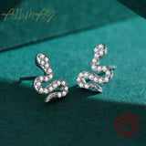 Genuine 925 Silver Snake Stud Earrings Women Party Jewelry Brincos
