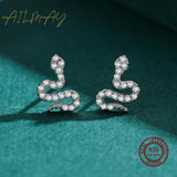 Genuine 925 Silver Snake Stud Earrings Women Party Jewelry Brincos