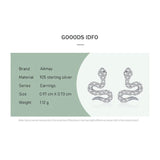 Genuine 925 Silver Snake Stud Earrings Women Party Jewelry Brincos