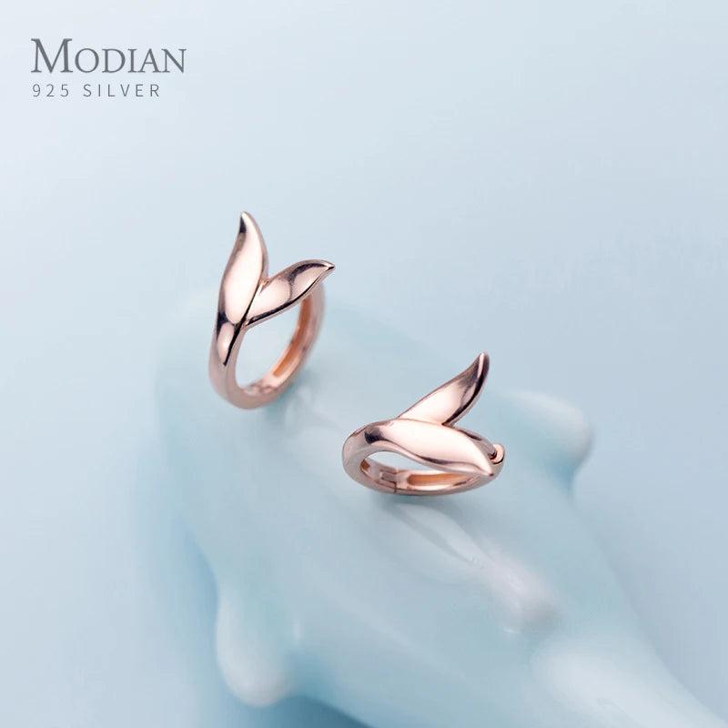 Fox Tail Hoop Earrings 925 Sterling Silver Mermaid Jewelry Female Charm