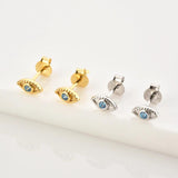 925 Silver Stud Earring Zircon CZ Piercing Fine Jewelry Punk