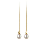925 Silver Pearl Tassel Drop Earrings 18K Fine Jewelry Women Party