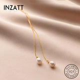 925 Silver Pearl Tassel Drop Earrings 18K Fine Jewelry Women Party