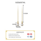 925 Silver Pearl Tassel Drop Earrings 18K Fine Jewelry Women Party
