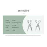 925 Silver Small Scissors Earrings CZ Studs Women Fine Jewelry