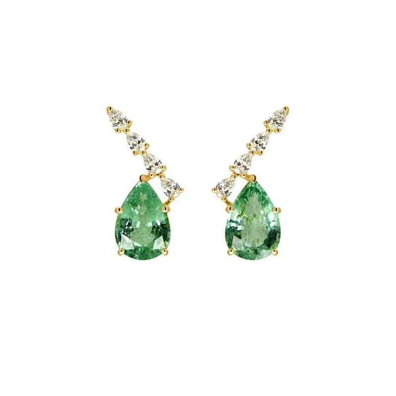 925 Silver Green Zircon Line Stud Earrings For Women