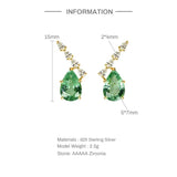 925 Silver Green Zircon Line Stud Earrings For Women