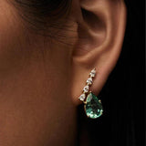 925 Silver Green Zircon Line Stud Earrings For Women