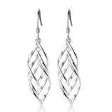 925 Silver Long Twist Tassel Earrings Wedding Party Jewelry