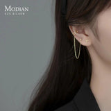925 Silver Tassel Cross Ear Studs for Women Girls Brinco