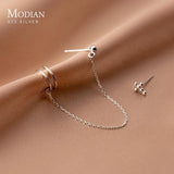 925 Silver Tassel Cross Ear Studs for Women Girls Brinco