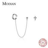 925 Silver Tassel Cross Ear Studs for Women Girls Brinco