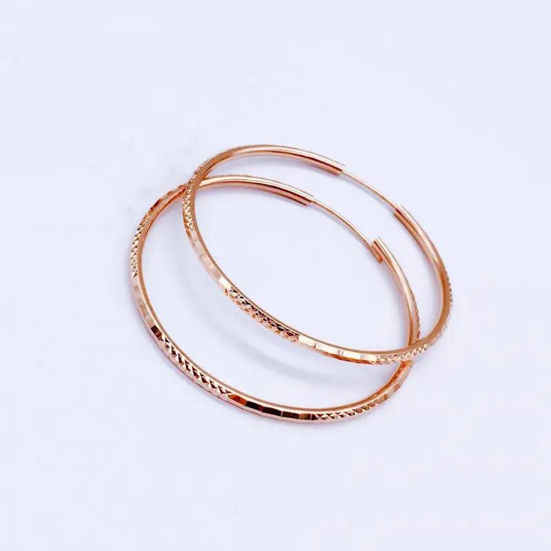 14K Rose Gold Hoop Earrings - Exaggerated Glamour Evening Jewelry