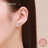 Sterling Silver Angel Wings Stud Earrings Hollow Feather Ear Pins