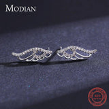 Sterling Silver Angel Wings Stud Earrings Hollow Feather Ear Pins