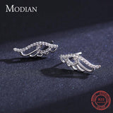 Sterling Silver Angel Wings Stud Earrings Hollow Feather Ear Pins