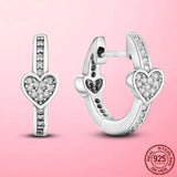 925 Silver & Rose Heart Hoop Earrings for Women