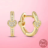 925 Silver & Rose Heart Hoop Earrings for Women