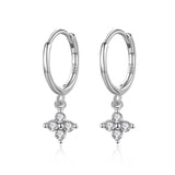 925 Silver Clover Zircon Hoop Earrings Women Jewelry DA2653