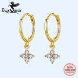 925 Silver Clover Zircon Hoop Earrings Women Jewelry DA2653