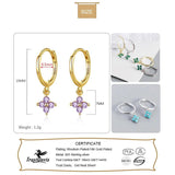925 Silver Clover Zircon Hoop Earrings Women Jewelry DA2653