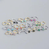 925 Silver Clover Zircon Hoop Earrings Women Jewelry DA2653