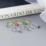 925 Silver Clover Zircon Hoop Earrings Women Jewelry DA2653