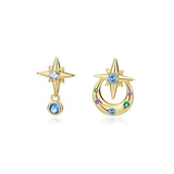 925 Silver Star Stud Earrings Women European Charms Wedding Party Jewelry