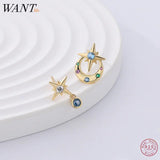 925 Silver Star Stud Earrings Women European Charms Wedding Party Jewelry