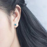 Crystal Stars Moon Stone Stud Earrings 925 Sterling Silver Jewelry