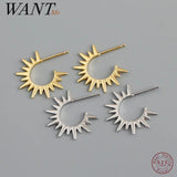 Sterling Silver Spiket Stud Earrings for Women Sunflower Party