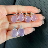 Ice Romantic Violet Chalcedony Oval Earrings Sweet Silver Jewelry