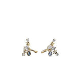 Silver Water Drop Pendant Stud Earrings - Snowflake Charm