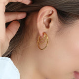 Hollow Twist C Shape Hoop Earrings Stainless Steel Jewelry Gift