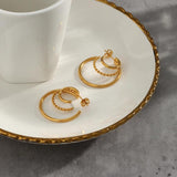 Hollow Twist C Shape Hoop Earrings Stainless Steel Jewelry Gift
