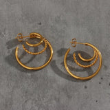 Hollow Twist C Shape Hoop Earrings Stainless Steel Jewelry Gift