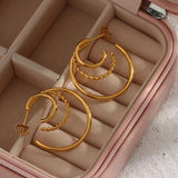 Hollow Twist C Shape Hoop Earrings Stainless Steel Jewelry Gift