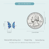 925 Silver Butterfly Wing Stud Earrings Oil Painting Ear Studs Wedding Jewelry