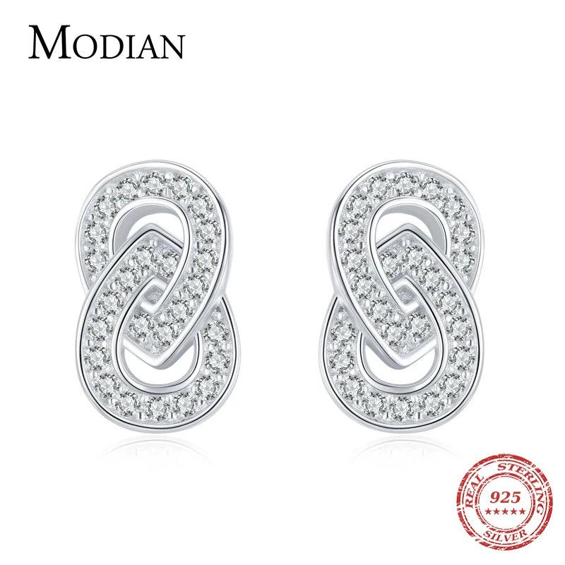 Double Circle Ear Pins 925 Silver Stud Earrings Wedding Statement Jewelry