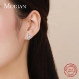 Double Circle Ear Pins 925 Silver Stud Earrings Wedding Statement Jewelry