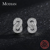 Double Circle Ear Pins 925 Silver Stud Earrings Wedding Statement Jewelry