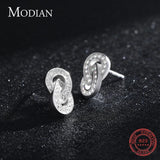 Double Circle Ear Pins 925 Silver Stud Earrings Wedding Statement Jewelry