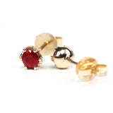 Women's Silver Earrings with Inlaid Ruby Face