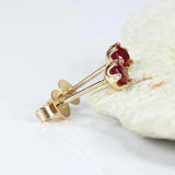 Women's Silver Earrings with Inlaid Ruby Face