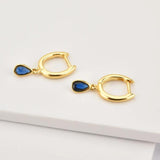 925 Silver 7 Rainbow Zircon Ovals Drop Earrings Women Party Jewelry