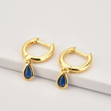 925 Silver 7 Rainbow Zircon Ovals Drop Earrings Women Party Jewelry